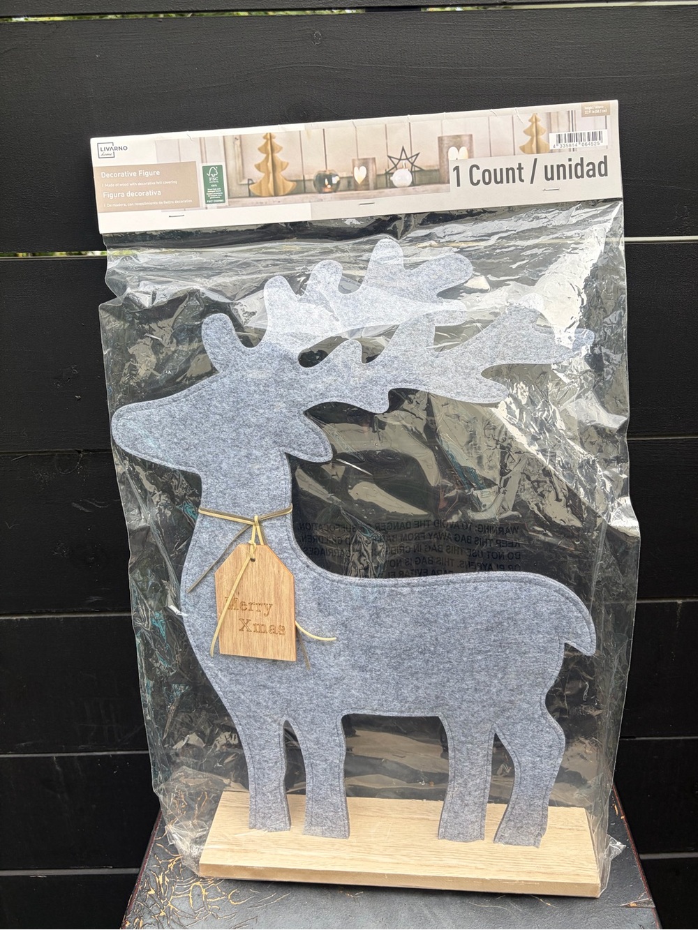 Livarno Home Gray Felt Reindeer Christmas Decor 22.9” NWT Spain - Picture 1 of 6